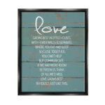 " Love Grows Best In Little Houses Distressed Teal Shiplap " by Jo Moulton