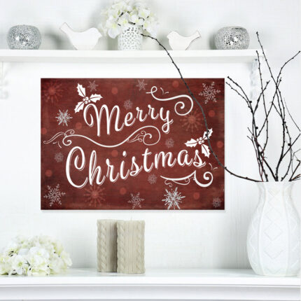 ” Merry Christmas Season Greetings On Red “ - Chic Decora
