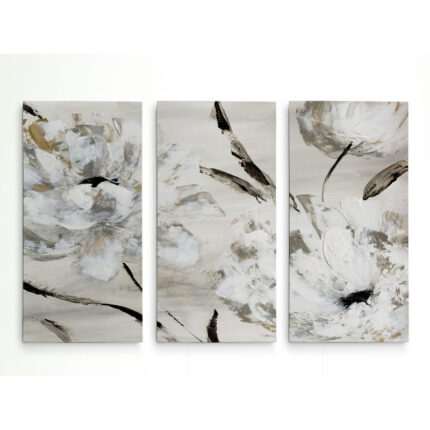 ” Misty Morning Blooms ” 3 – Pieces Painting Print - Chic Decora