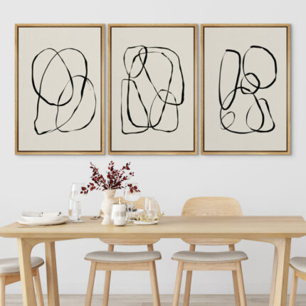 ” Modern Duotone Geometric Spiral Ring Circle Collage 3 Piece Framed Wall Art. ” 3 – Pieces - Chic Decora