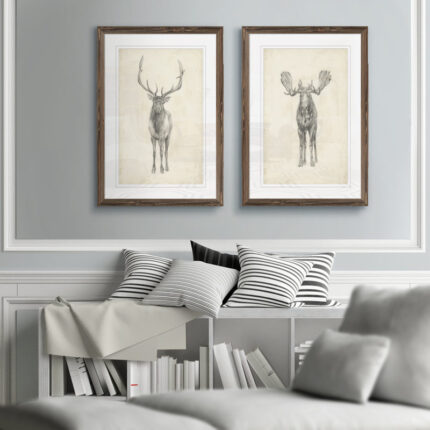 ” Moose Study ” by Antonyus Bunjamin (Abe) 2 – Pieces - Chic Decora