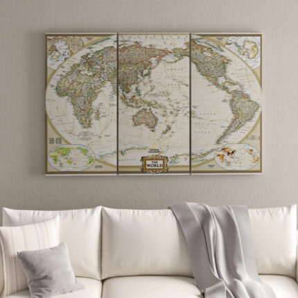 ” National Geographic World Map ” 3 – Pieces - Chic Decora