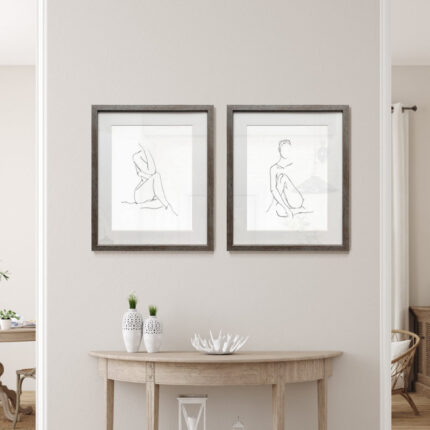 ” Nude Contour Sketch I ” 2 – Pieces - Chic Decora