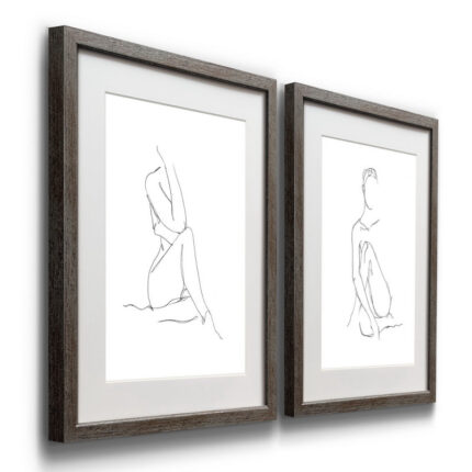” Nude Contour Sketch I ” 2 – Pieces - Chic Decora