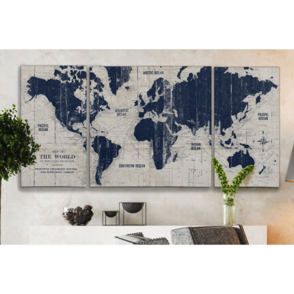 ” Old World Map ” 3 – Pieces - Chic Decora