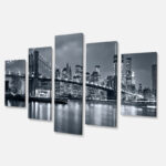 " Panorama New York City At Night " 5 - Pieces