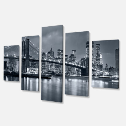 ” Panorama New York City At Night ” 5 – Pieces - Chic Decora