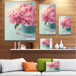 " Pink Peony Flowers In Vase " - Image 4