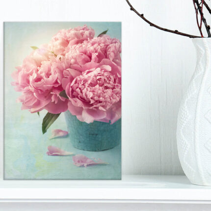 ” Pink Peony Flowers In Vase “ - Chic Decora