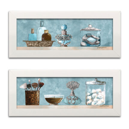 ” Powder Blue Bathroom Scenes Panels ” by Gregory Gorham 2 – Pieces - Chic Decora