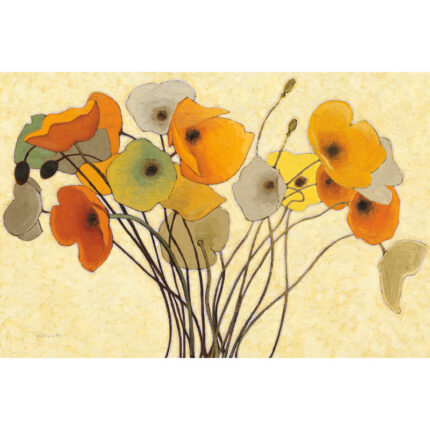” Pumpkin Poppies I ” by Shirley Novak Painting Print - Chic Decora