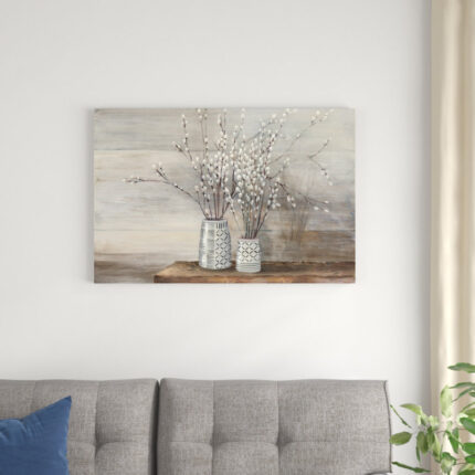 ” Pussy Willow Still Life With Designs ” by Julia Purinton Painting Print - Chic Decora