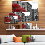 " Red Tree On Black And White New York City Street " - Image 6