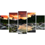 " Rocky Mountain River At Sunset " 5 - Pieces - Image 2