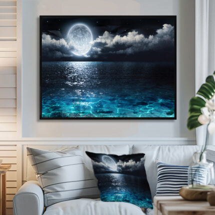 ” Romantic Full Moon Over Sea “ - Chic Decora