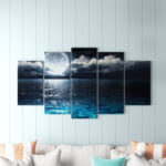 " Romantic Full Moon Over Sea " 5 - Pieces