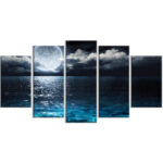 " Romantic Full Moon Over Sea " 5 - Pieces - Image 2
