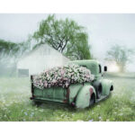 " Sage Green Truck With Blush Petunias "