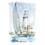 " Sailing Into The Harbor I " by Ethan Harper Painting Print - Image 2