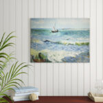 " Seascape At Saintes Maries " by Vincent Van Gogh Painting Print