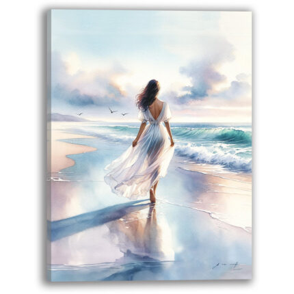 ” Seashore Serenity: Sunset Beach Stroll “ - Chic Decora