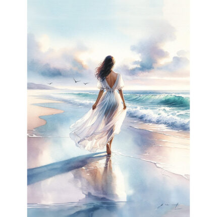 ” Seashore Serenity: Sunset Beach Stroll “ - Chic Decora
