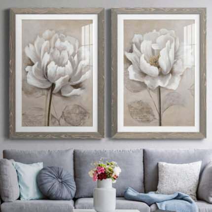 "Soft White I" 2-Piece Painting Print Set