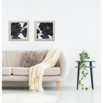 " Stunning Navy Blue And Gold Flower " by Daphne Brissonnet 2 - Pieces