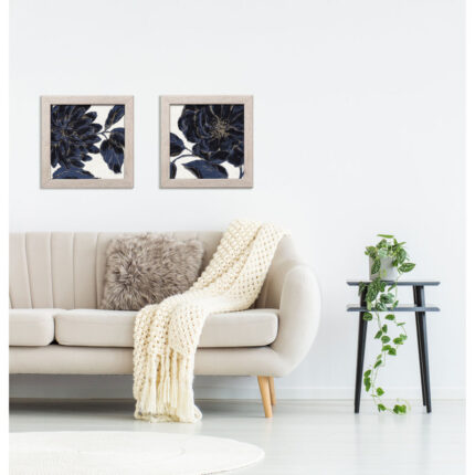 ” Stunning Navy Blue And Gold Flower ” by Daphne Brissonnet 2 – Pieces - Chic Decora