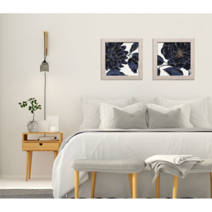 ” Stunning Navy Blue And Gold Flower ” by Daphne Brissonnet 2 – Pieces - Chic Decora