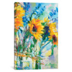 " Sunflowers In Glass Bottles " by Richard Wallich - Image 3