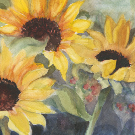 ” Sunflowers In Watercolor II ” by Sandra Iafrate Painting Print - Chic Decora