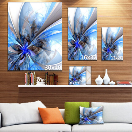 ” Symmetrical Large Blue Fractal Flower “ - Chic Decora