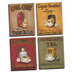 " Tea Time! Vintage Tea Signs; Earl Gray, English Breakfast, Chamomile And Peppermint " by Gregory Gorham 4 - Pieces