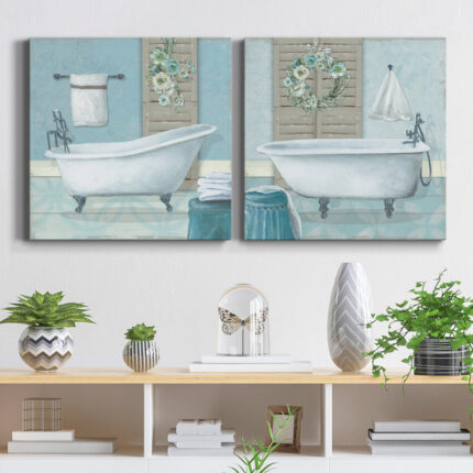 ” Teal Bath I ” 2 – Pieces - Chic Decora
