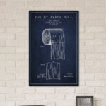 " Toilet Paper Navy Blue Patent Blueprint " by Aged Pixel - Image 2