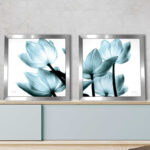 " Translucent Tulips II Sq Aqua Crop " by Debra Van Swearingen 2 - Pieces