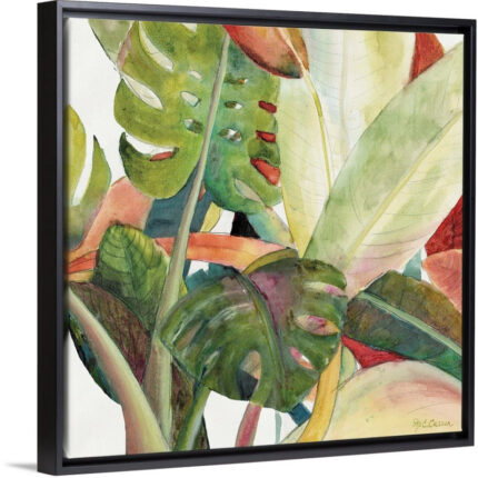 ” Tropical Lush Garden Square I ” by Marie Elaine Cusson Painting Print - Chic Decora