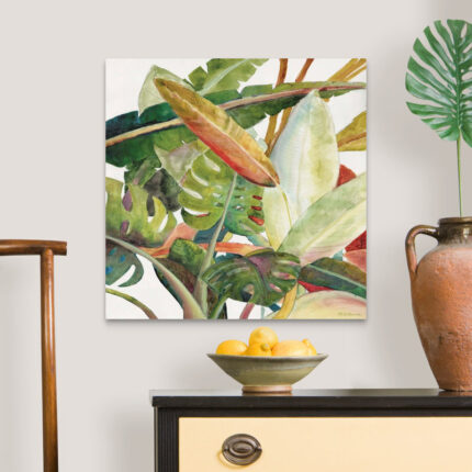 ” Tropical Lush Garden Square II ” by Marie Elaine Cusson Painting Print - Chic Decora