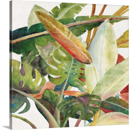 ” Tropical Lush Garden Square II ” by Marie Elaine Cusson Painting Print - Chic Decora