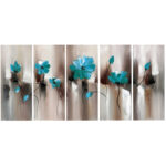 " Turquoise Green Modern Flower Art " - Image 2