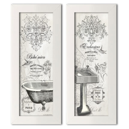 " Vintage French Claw-foot Bathtub And Sink Panel " by Gwendolyn Babbitt 2 - Pieces