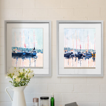 " Watercolor Boat Club I " 2 - Pieces
