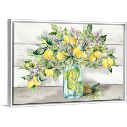 ” Watercolor Lemons In Mason Jar Landscape ” by Tre Sorelle Studios - Chic Decora