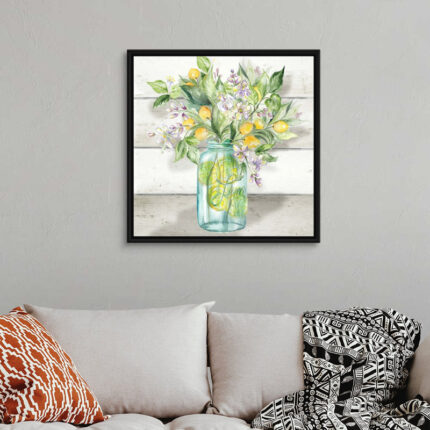 ” Watercolor Lemons In Mason Jar On Shiplap ” by Tre Sorelle Studios - Chic Decora