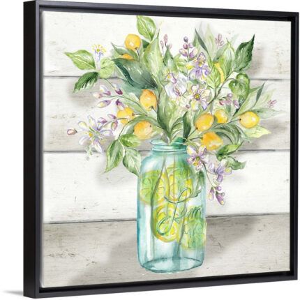 ” Watercolor Lemons In Mason Jar On Shiplap ” by Tre Sorelle Studios - Chic Decora