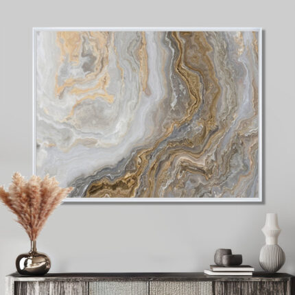 ” White Marble With Curley Gray And Gold Veins “ - Chic Decora