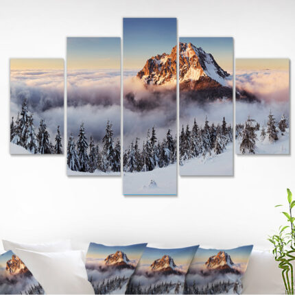 ” Winter Mountain Landscape ” 5 – Pieces - Chic Decora