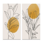 " Yellow Botanical Branch With Leaves I " 2 - Pieces - Image 5