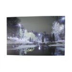 23.5" LED Lighted Nighttime City Park Winter Scene Canvas Wall Art - Image 4
